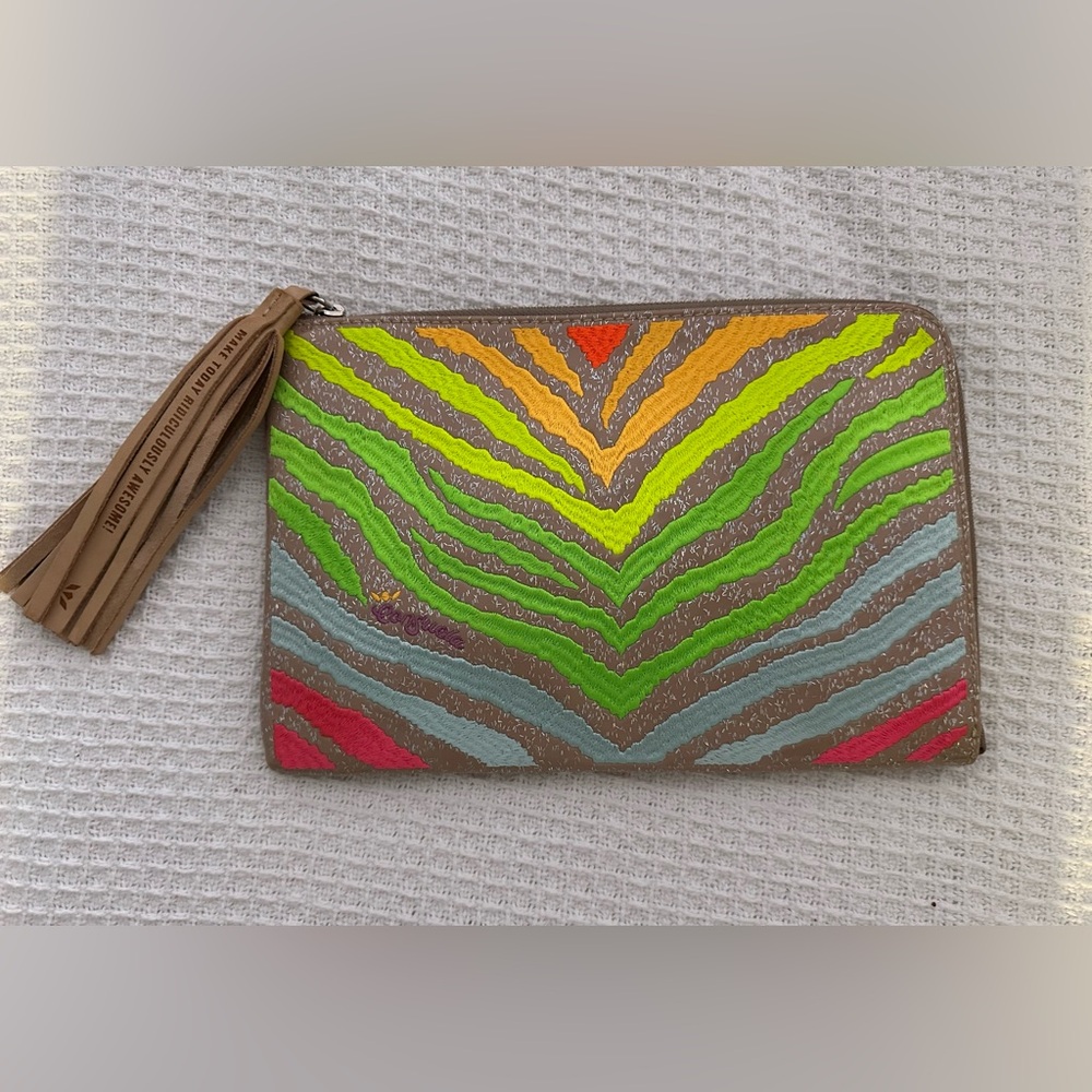Consuela Veronica L-Shaped Clutch Neon Zebra
